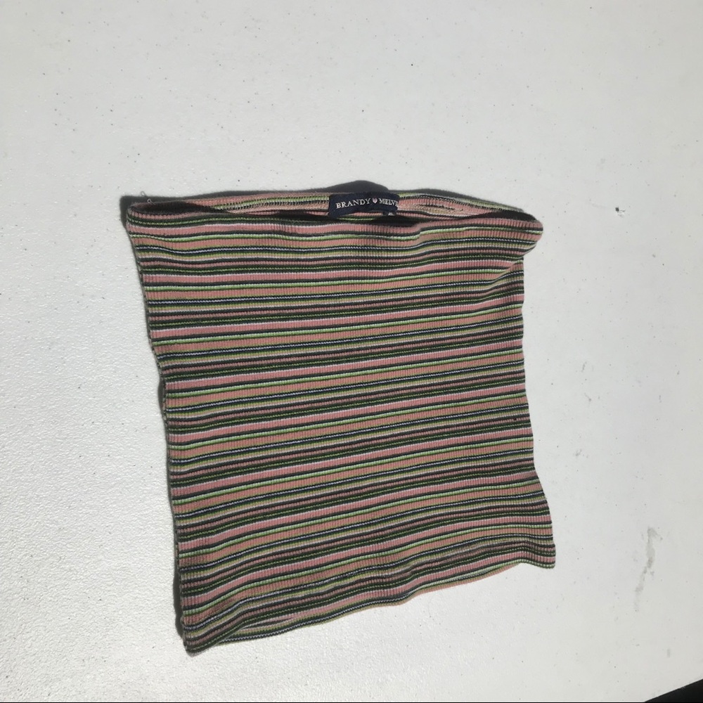 Pink and green striped tube top